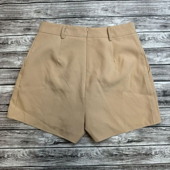 Missguided Women's Tailored Basic Shorts 6 Beige Tan Light Brown High Rise Pleat - Picture 12 of 12